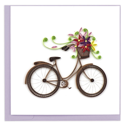 Quilling Card - Bicycle & Flower Basket