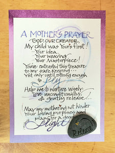 Credo Designs LTD - Mother’s Prayer Card with “Release” Rock (3’s)