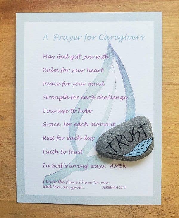Credo Designs LTD - Sage Caregiver Card with Trust Rock(3’s) Gen. Illness