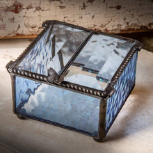 Load image into Gallery viewer, J Devlin Glass Art - Blue Stained Glass Jewelry Box With Butterfly Lift Box 185-3