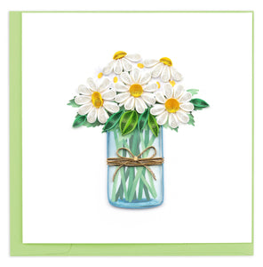 Quilling Card - White Daisies in Jar