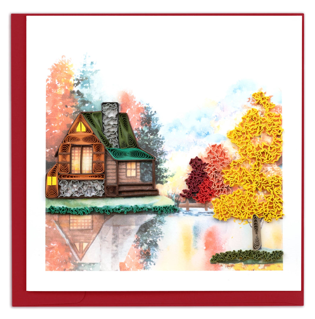 Quilling Card - Quilled Cozy Autumn Cabin Greeting Card
