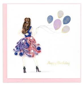 Quilling Card - Quilled Fashion Birthday Girl Greeting Card