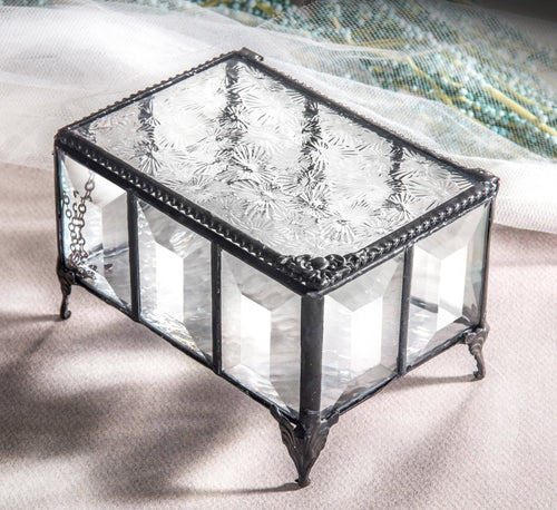 J Devlin Glass Art - Clear Crystal Glass Jewelry Box J Devlin Box 762