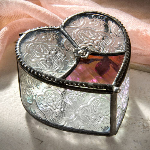 J Devlin Glass Art - Heart Box - Jewelry Keepsake Display By J Devlin Box 520