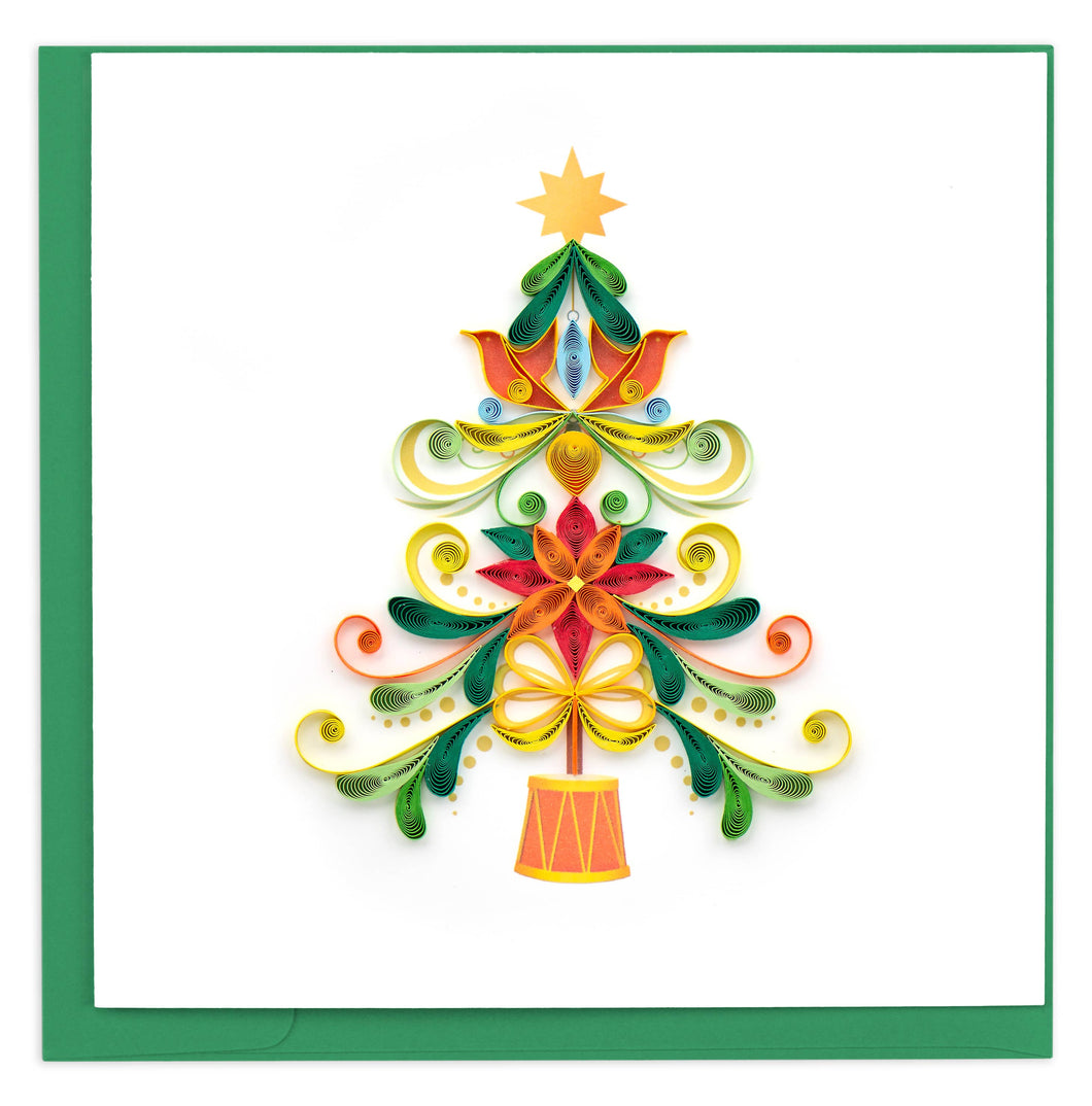 Quilling Card - Turtle Doves Christmas Tree