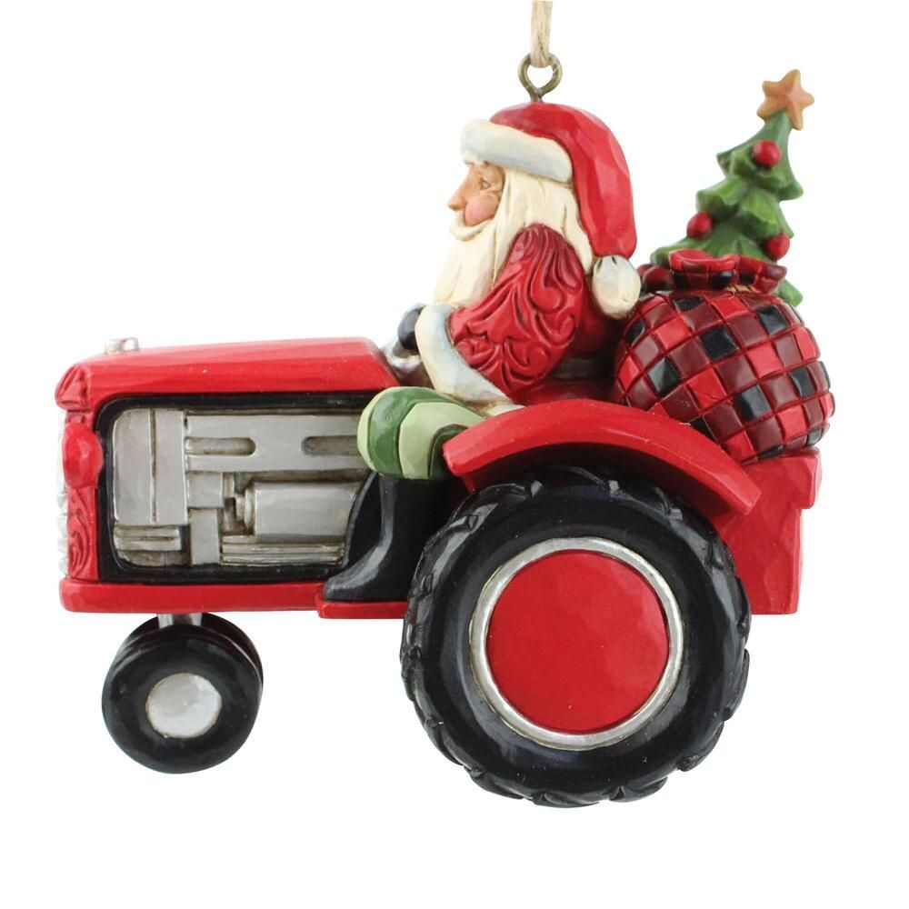 JSCLV Santa Driving Tractor Ornament