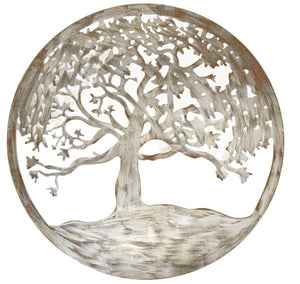 Round Silver Tree Of Life Wall Decor