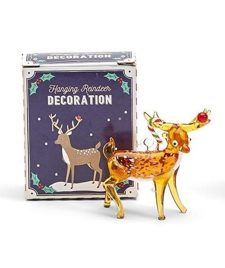 Glass Ornament in Gift Box Reindeer