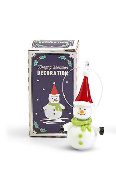 Glass Ornament in Gift Box Snowman