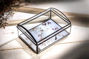 J Devlin Glass Art - Wedding Invitation Keepsake Box Large Glass Display Box 704