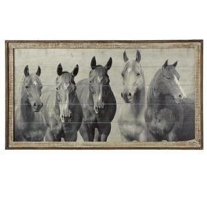 Printed Slat Horses Wall Decor