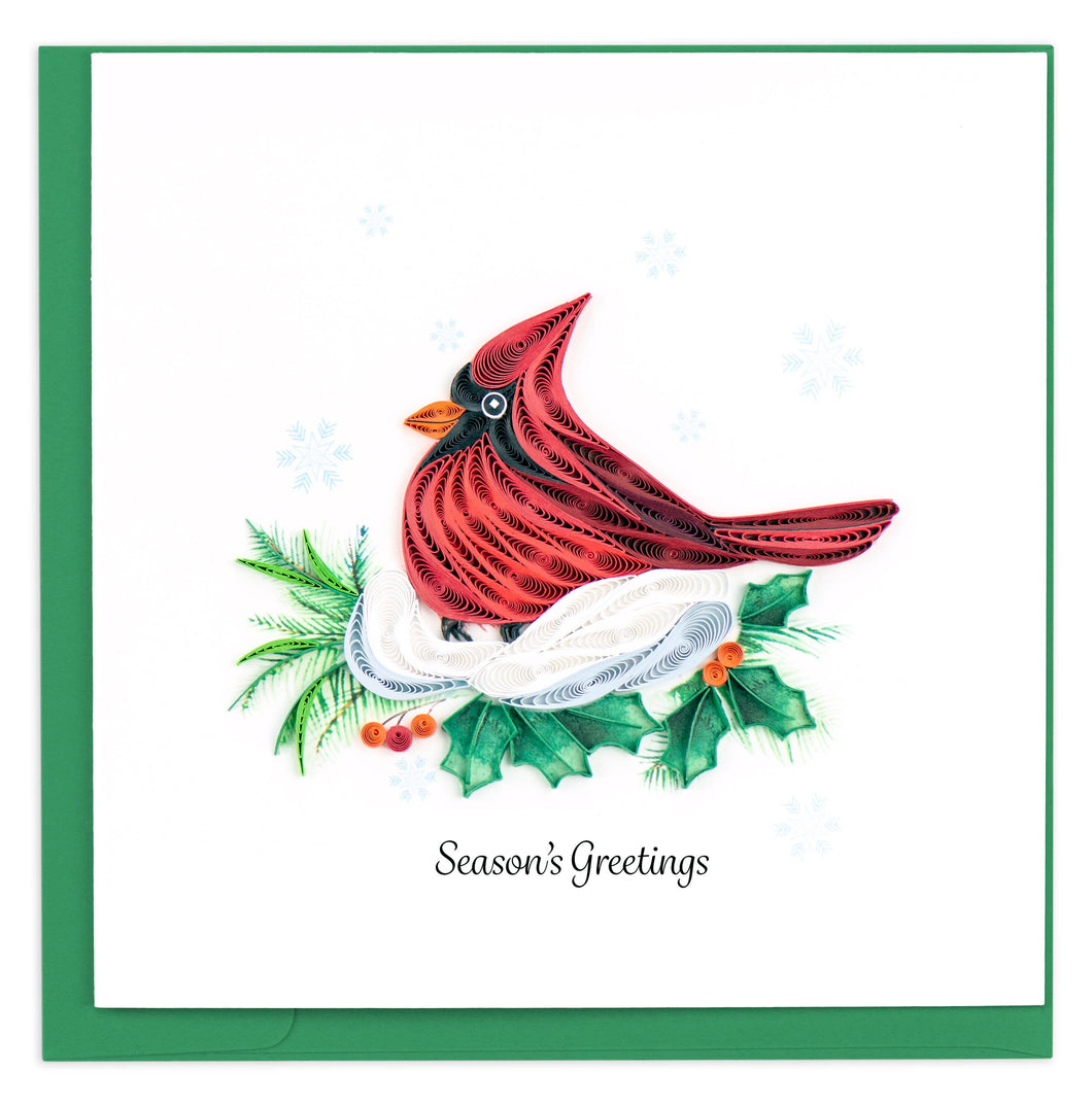 Quilling Card - Snowy Cardinal Card
