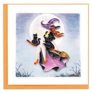 Quilling Card - Witch on Broomstick