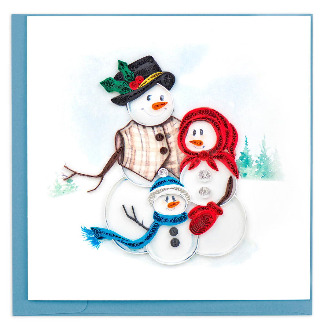 Quilling Card - Snowman Family