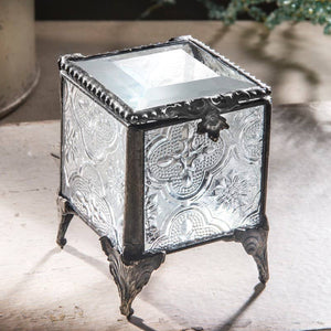 J Devlin Glass Art - Clear Textured Glass Ring Box J Devlin Box 153-2