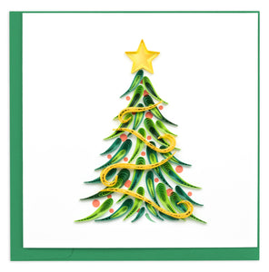 Quilling Card - Quilled Gold Garland Christmas Tree Greeting Card