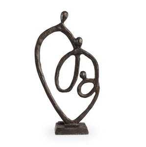 Danya B - Family of 3 Heart Ring of Love Bronze Sculpture