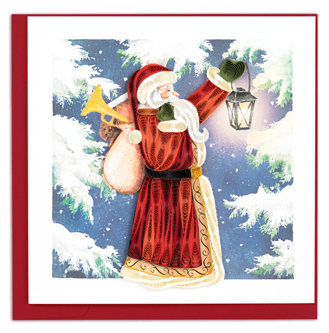 Quilling Card - Quilled Vintage Santa Christmas Card