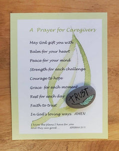 Credo Designs LTD - Green Caregiver Card with “Trust” Rock (3’s) Cancer
