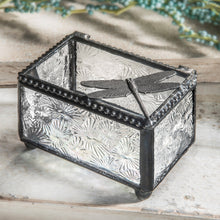 Load image into Gallery viewer, J Devlin Glass Art - Clear Vintage Stained Glass Dragonfly Trinket Box Box 291