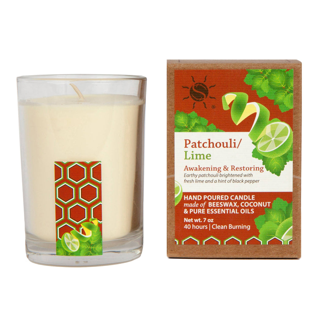 SunLeaf Naturals - Patchouli Lime Aromatherapy Filled Candle