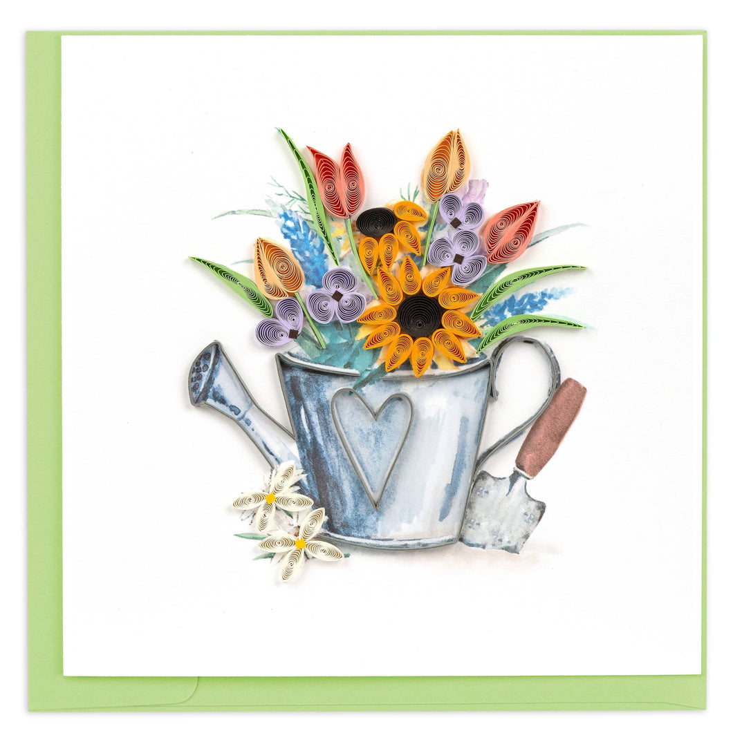 Quilling Card - Quilled Garden Watering Can Greeting Card
